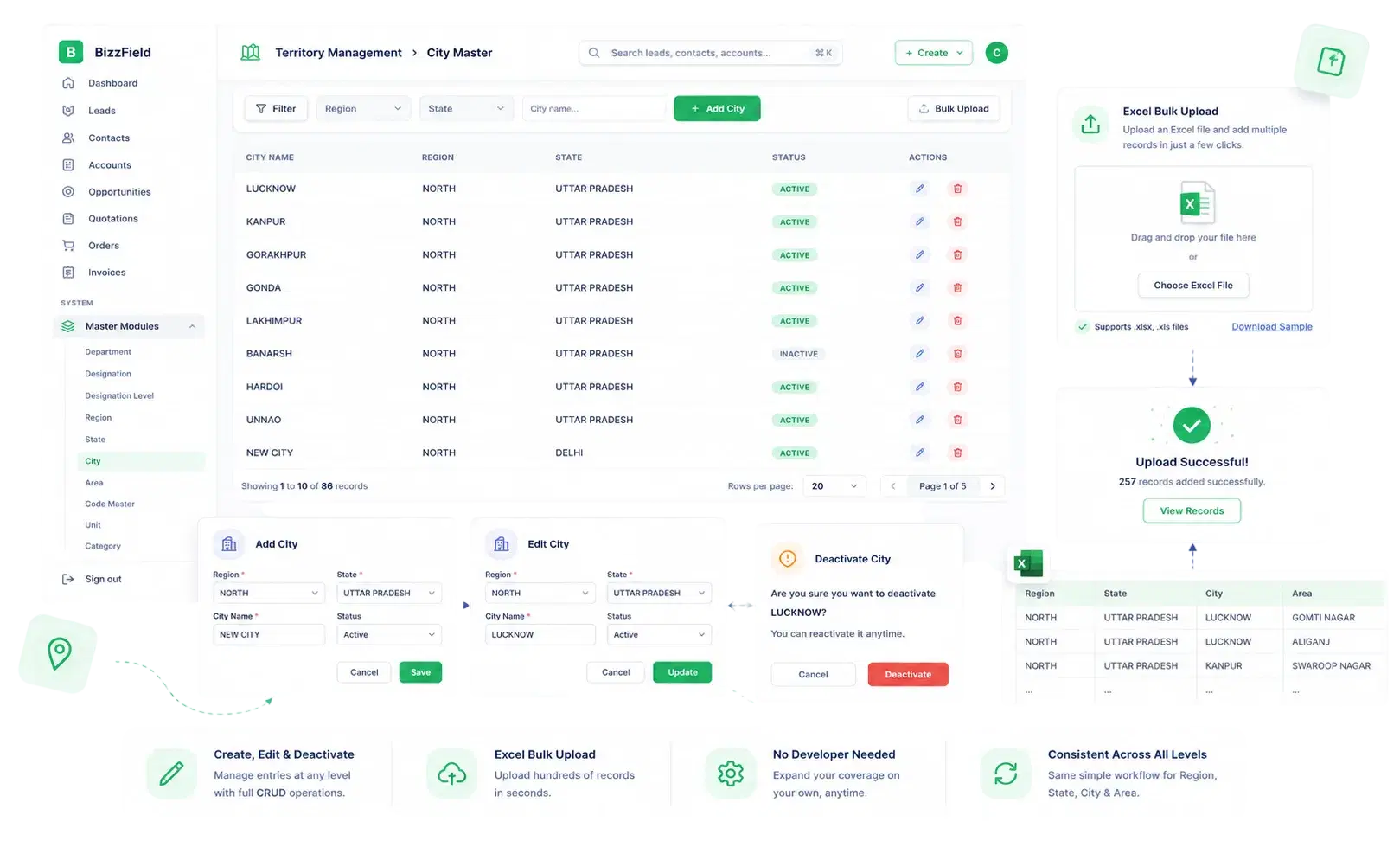 Full CRUD and Excel Bulk Upload