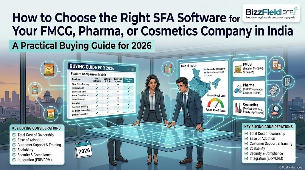 How to Choose the Right SFA Software for Your FMCG, Pharma, or Cosmetics Company in India — 2026 Buying Guide