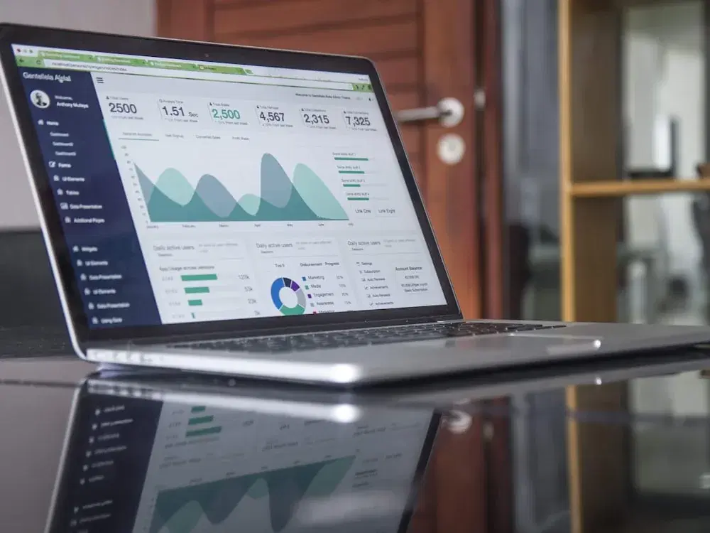CRM analytics on a laptop