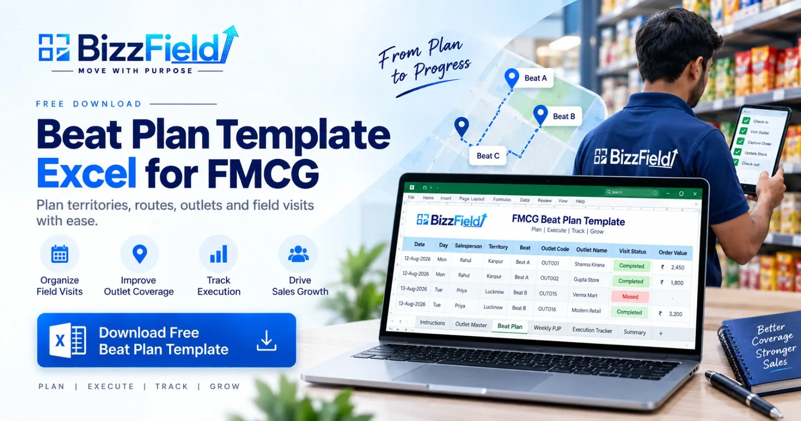 Beat Plan Template Excel: Free FMCG Beat Plan Format & Download