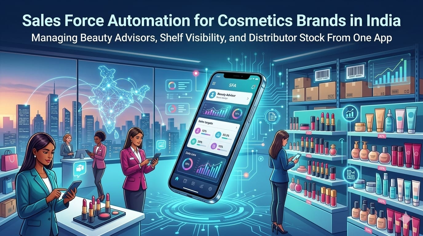 Sales Force Automation for Cosmetics Brands in India — Managing Beauty Advisors, Shelf Visibility, and Distributor Stock From One App